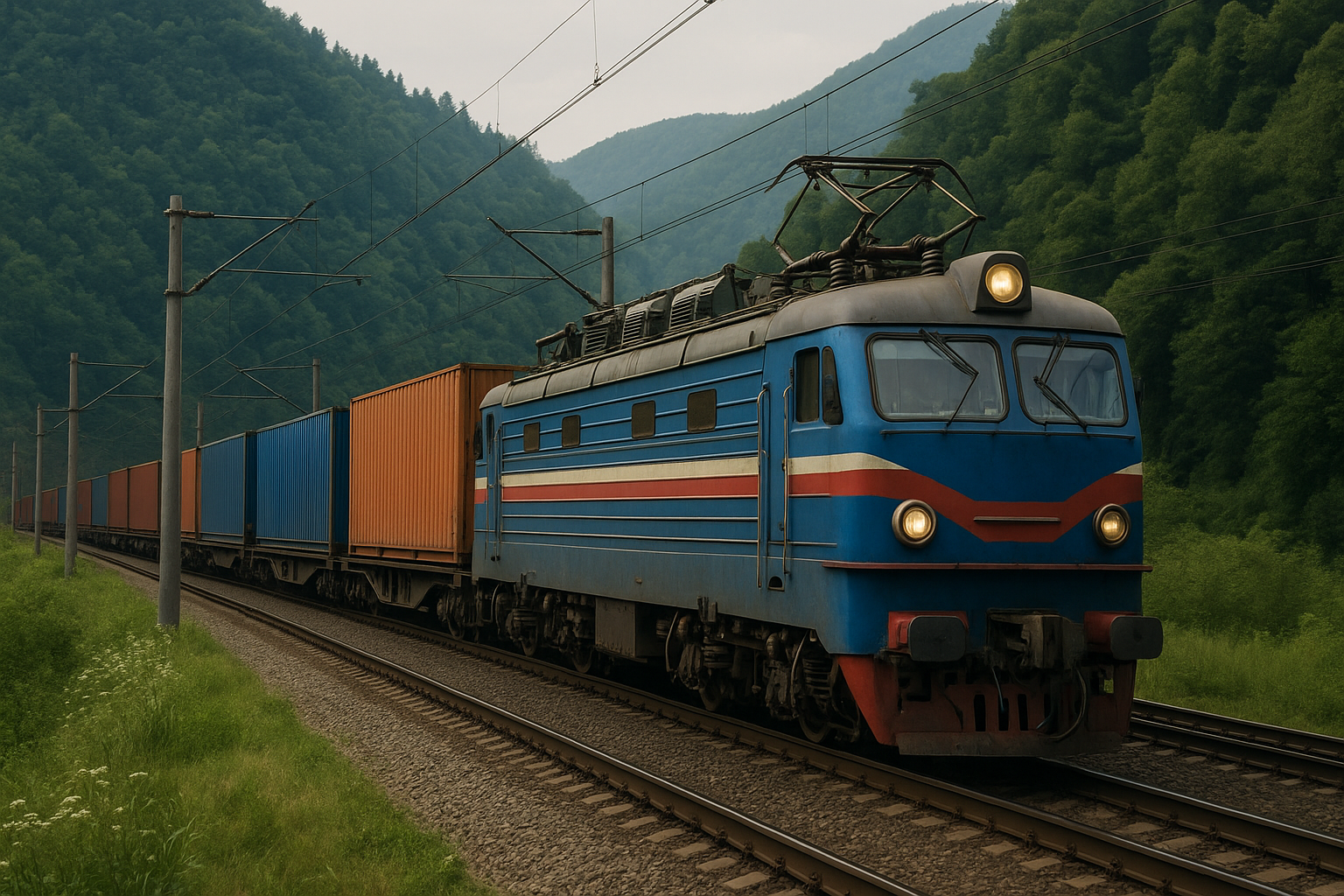 قطارهای باری بین‌المللی در حال عبور از مسیر ایران به روسیه و هند در کریدور شمال–جنوب